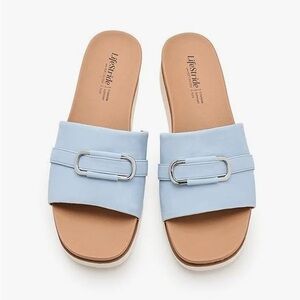 Life Stride Genevieve Women's Light Blue Slide Sandals
